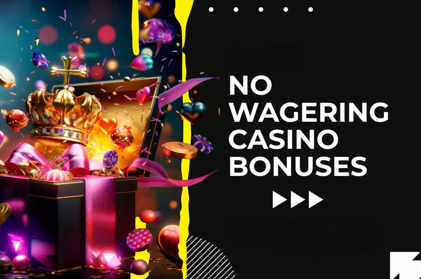 Infographic showing the best no wagering casino bonuses for 2024 with instant cashouts and no betting requirements.